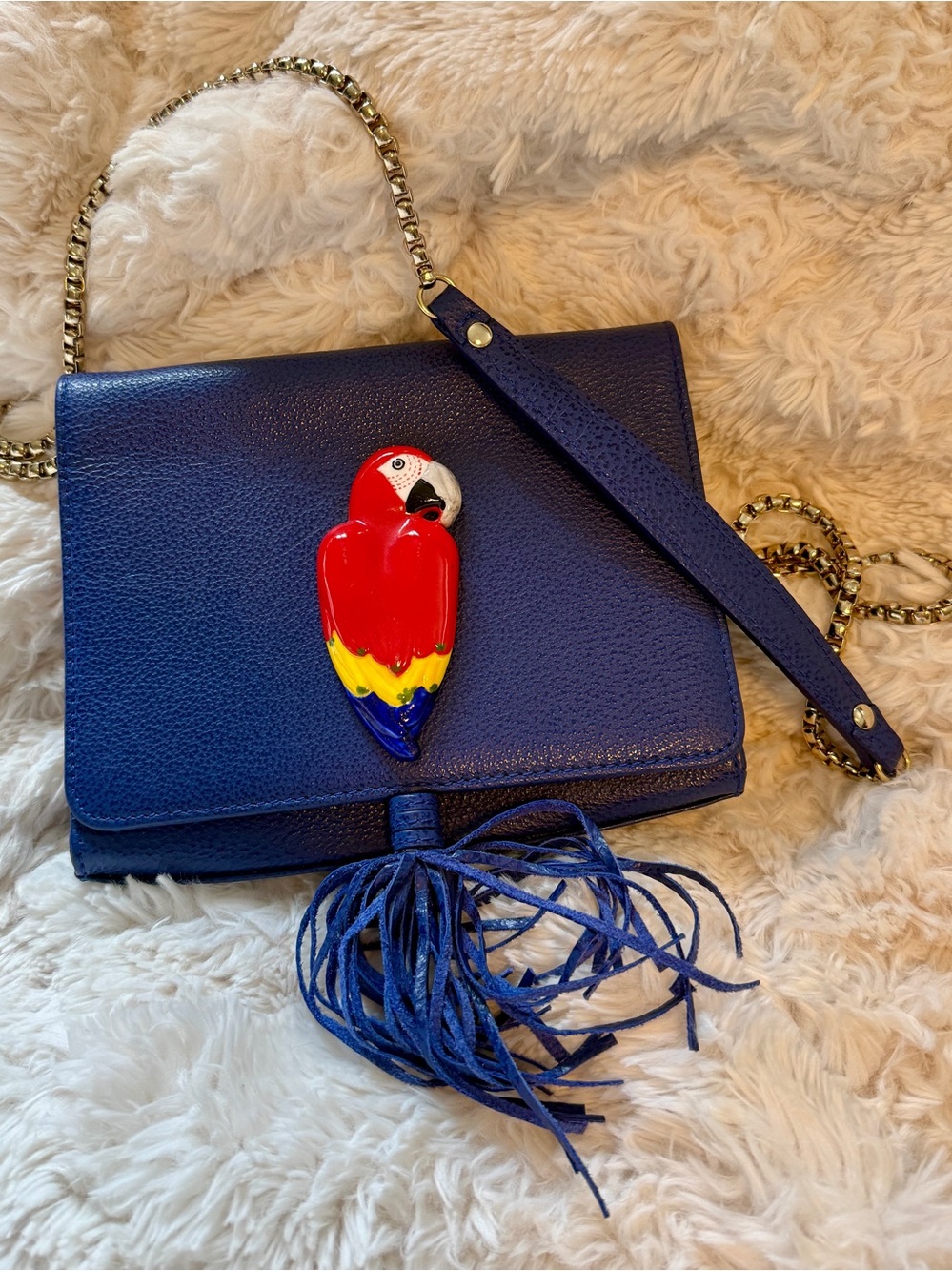 NACH x NAHUA Parrot bag Navy Gold Crossbody Purse